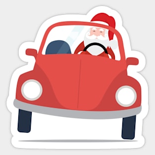 Santa Claus coming to you on his Car Sleigh this Christmas Sticker